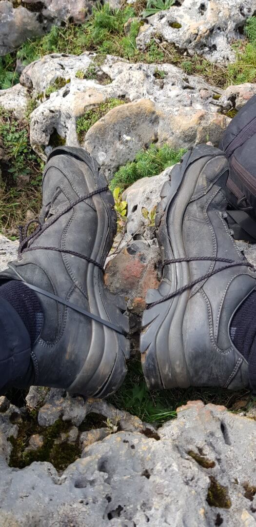 Kalksandsteinfelsen in Mirow waren zu ruppig für meine Wanderschuhe - time to say "goodbye"